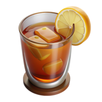 wonderful rustic Glass of Iced Tea with Lemon Wedge Isolated authentic png