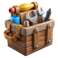 stunning rustic Wooden Toolbox with Tools Isolated Element genuine png