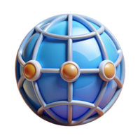 extraordinary artistic Global Network Icon with Glow Effect Transparent Background high quality png
