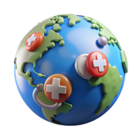 magnificent rustic Globe with Medical Symbols Global Health Transparent Background authentic png