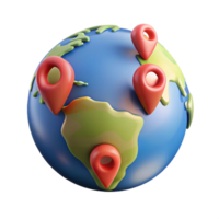elegant abstract World Map with Pins Isolated Element premium png