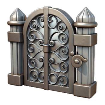 impressionante rústico forjado ferro portão robusto com decorativo detalhe Cortar fora genuíno png