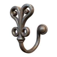 impressive rustic Wrought Iron Wall Hook with Scroll Detail Cutout high resolution png