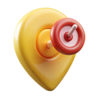 extraordinary minimalist Yellow Push Pin with Marketing Target Location Isolated professional png