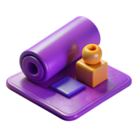beautiful rustic Yoga Mat and Block Set Purple Isolated Cutout png