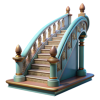 vibrant creative Grand Staircase with Ornate Railing Transparent Background original png