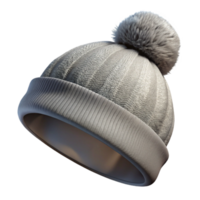 extraordinary rustic Gray Beanie with Pom Pom with Transparent Background professional png