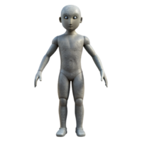 vibrant rustic Gray Mannequin Full Body Front View Isolated png