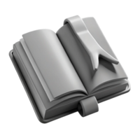 elegant rustic Grayscale Open Book with Bookmark Cutout high resolution png