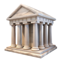 serene minimalist Greek Temple Marble Texture Front View Transparent Background detailed png