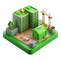 extraordinary modern Green Building Construction Site Isolated with Workers authentic png