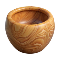 serene traditional Carved Wooden Bowl Smooth Finish Transparent Background professional png