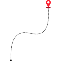 Travel GPS Location. Dotted line with red pin map. Navigation map. dotted line representing the path taken. png