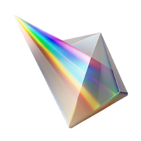 extraordinary abstract A single, levitating crystal prism refracting a beam of white light into a rainbow spectrum, with bright, studio lighting high quality png