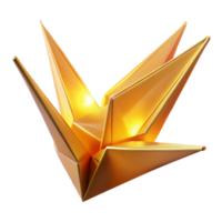 vibrant creative A single, unfolding origami crane made of translucent rice paper, illuminated from within by a warm, golden light high resolution png