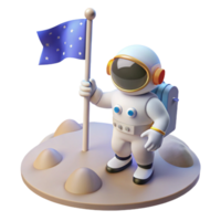 serene modern A lone astronaut, planting a flag on the surface of a newly discovered planet, illuminated by the bright, white light of a nearby star. Space exploration style, realistic render genuine png