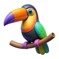 vibrant traditional A colorful toucan perched on a branch, tropical setting, vibrant colors, pop art style, professional png