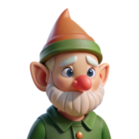 elegant artistic Portrait of a grumpy gnome with a long, crooked nose, dimly lit forest setting, whimsical style, genuine png