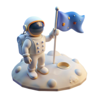 serene traditional A lone astronaut, planting a flag on the surface of a newly discovered planet, illuminated by the bright, white light of a nearby star. Space exploration style, realistic render 4K png