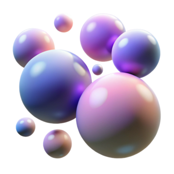 elegant kreativ ein Feld von schwebend Kugeln mit Verschiebung, Gradient Farben, beleuchtet durch ein weich, diffus Licht, traumhaft Stil Prämie png