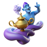 dramatic artistic A powerful djinn emerging from a magic lamp, swirling smoke and light, Arabian Nights style exclusive png