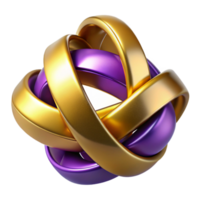 beautiful traditional Intertwined ribbons of metallic gold and deep violet, subtly illuminated from within, Art Deco style high quality png