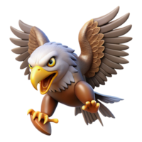 magnificent abstract A powerful bald eagle soaring through a stormy sky, clutching a fish in its talons, rendered in a dynamic comic book style high quality png