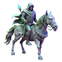 magnificent classic A spectral knight riding a skeletal steed through a haunted forest, ethereal lighting, gothic horror original png