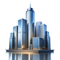 magnificent traditional A glass and steel skyscraper, reflecting the city skyline, twilight, long exposure photography high resolution png