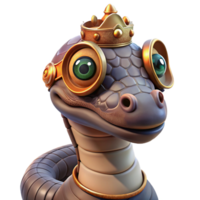 extraordinary classic A portrait of a steampunk snake wearing a tiny crown and goggles, intricate clockwork mechanisms visible in its scales, warm, inviting lighting 4K png