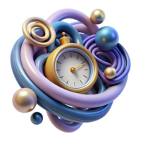 dramatic classic An abstract representation of time, depicted through swirling lines and distorted clocks, surrealism style genuine png