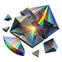 wonderful rustic Fractured shards of glass reflecting a rainbow spectrum of light, dark and moody lighting, surrealism style premium png