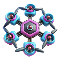 dramatic contemporary A swarm of drones forming a complex geometric pattern, futuristic and dynamic style, bright and contrasting colors premium png