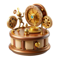 wonderful abstract A close-up of a steampunk music box, intricate gears and tiny figurines moving in a mesmerizing dance, warm, inviting lighting detailed png