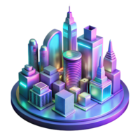 serene rustic A futuristic holographic cityscape, shimmering neon lights, cyberpunk style premium png