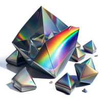 extraordinary vintage Fractured shards of glass reflecting a rainbow spectrum of light, dark and moody lighting, surrealism style high resolution png