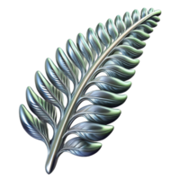 stunning vintage A single, unfurling fern frond made of polished chrome, reflecting distorted images of its surroundings, with soft, ambient lighting original png