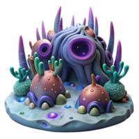 serene classic A desolate, alien landscape, dotted with strange, bioluminescent flora, under a sky filled with swirling nebulae. Cosmic horror style, vibrant colors exclusive png