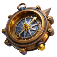 magnificent vintage A close-up of a steampunk compass with intricate gears and glowing needles, highly detailed, dramatic lighting 4K png