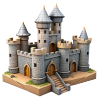 wonderful modern A crumbling medieval castle, stone walls and towers, overcast sky, historical and dramatic style original png