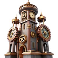 vibrant vintage A towering clock tower, intricate gears visible, steampunk aesthetic, dramatic lighting genuine png