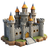 elegant contemporary A crumbling medieval castle, stone walls and towers, overcast sky, historical and dramatic style high quality png