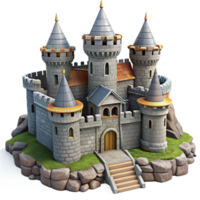 wonderful classic A crumbling medieval castle, stone walls and towers, overcast sky, historical and dramatic style high quality png