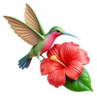 serene minimalist A delicate hummingbird hovering near a bright red hibiscus flower, detailed illustration, soft lighting high resolution png