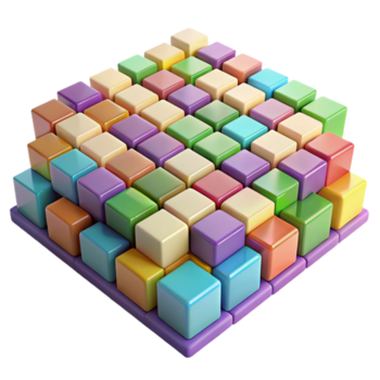 degno di nota tradizionale un' campo di pixelato, multicolore piazze disposte nel un' caotico, non ripetitivo modello, illuminato di un' luminosa, piatto leggero dettagliato png