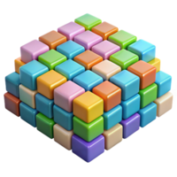 elegant creative A field of pixelated, multi-colored squares arranged in a chaotic, non-repeating pattern, illuminated by a bright, flat light premium png