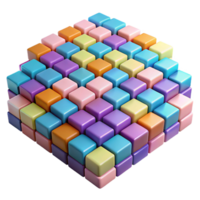 extraordinary abstract A field of pixelated, multi-colored squares arranged in a chaotic, non-repeating pattern, illuminated by a bright, flat light exclusive png