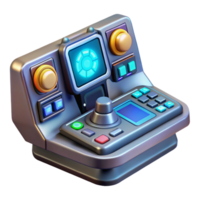 vibrant artistic A futuristic control panel with glowing buttons and displays, complex interface, dim lighting, science fiction illustration style premium png