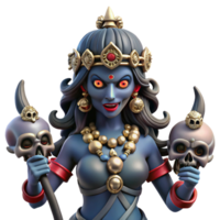 beautiful classic A fierce Kali, the Hindu goddess of destruction, adorned with skulls and wielding a sword, dark and intense style detailed png