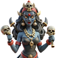 wonderful abstract A fierce Kali, the Hindu goddess of destruction, adorned with skulls and wielding a sword, dark and intense style authentic png